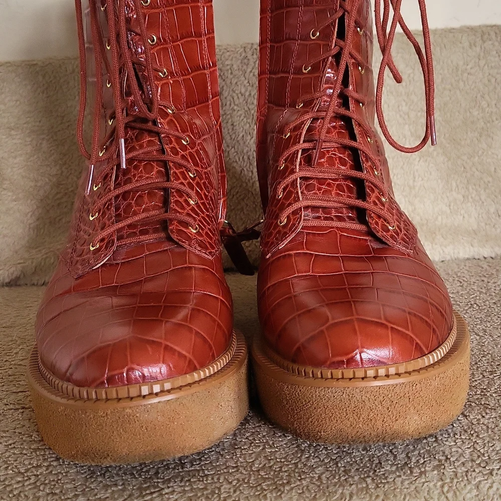 Vince Camuto Rust Combat Boots EUC WO's 8.5 - Picture 8 of 8